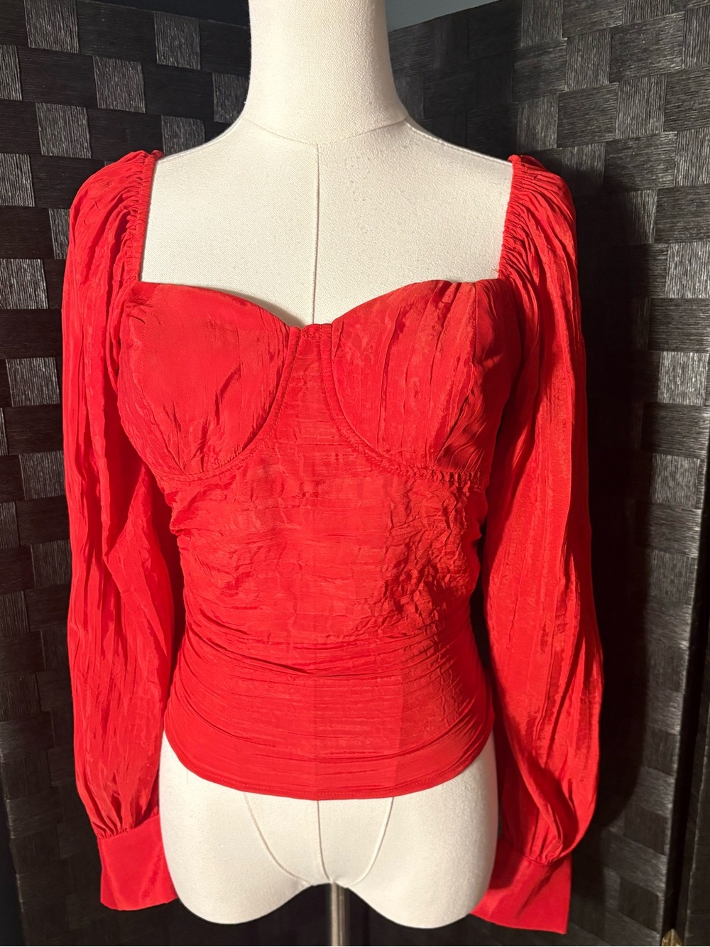 Lulus Elegant Impulse Red Long Sleeve Bustier Top